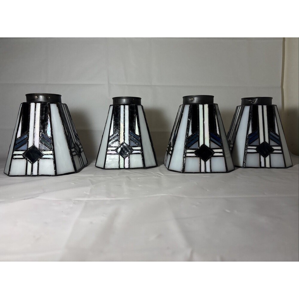 Set of Four Tiffany Lamp Style Stain Glass Shades For Lamps